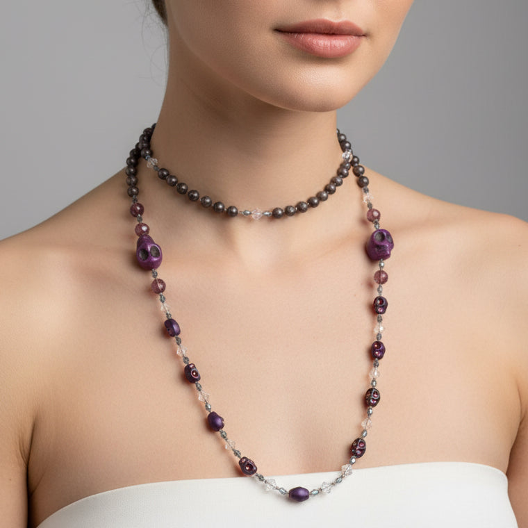 Purple Magic Long Beaded Necklace