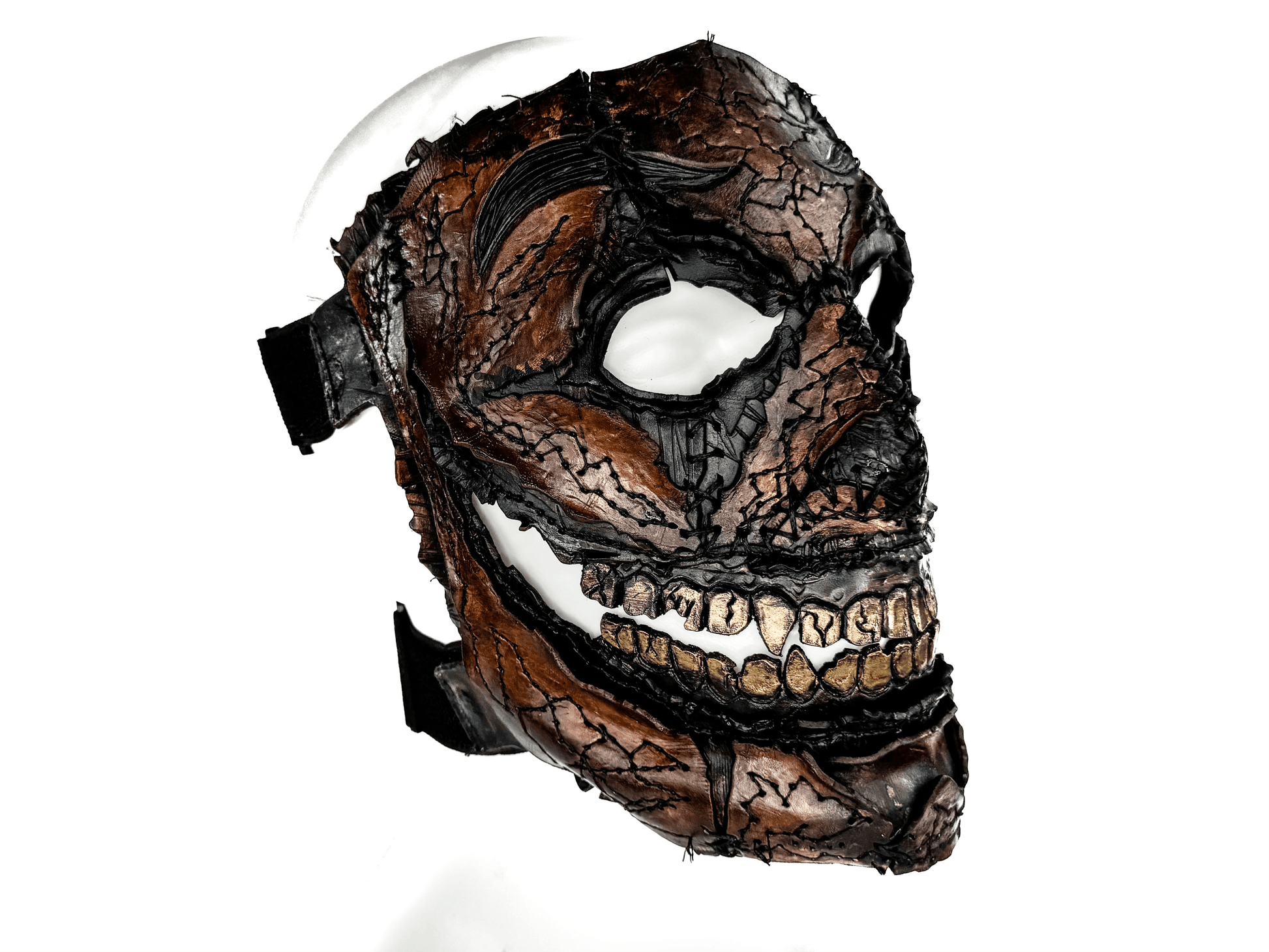 Genuine Leather Mask - GigaMyme Leatherface Edition - Handmade Mime Full Face Cover for Halloween, Performance or Cosplay Costume - 