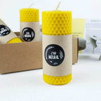 Handmade Natural Honey Rolled Beeswax Candles - 2 Pcs