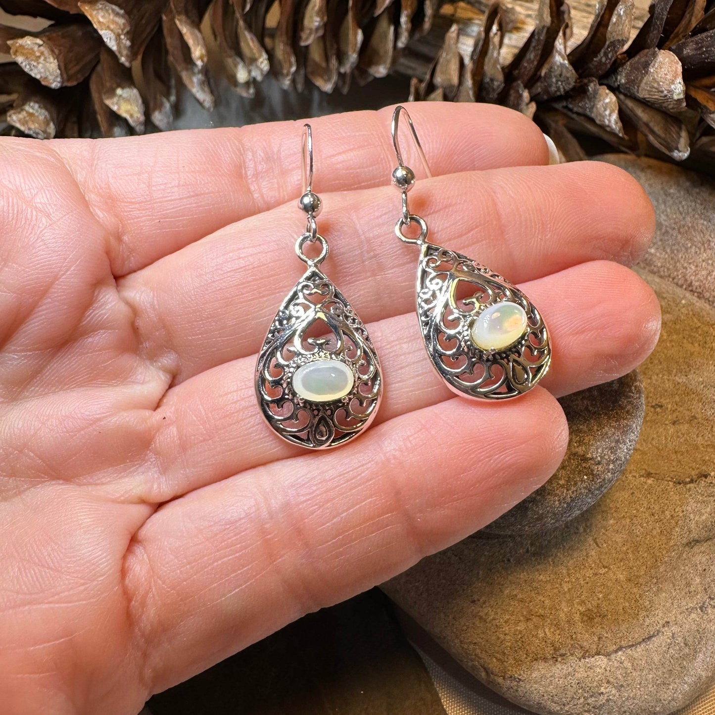 Alby Celtic Raindrop Earrings - abalone shell