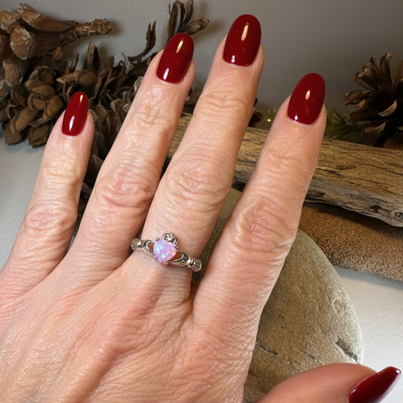 Glencora Claddagh Pink Opal Ring
