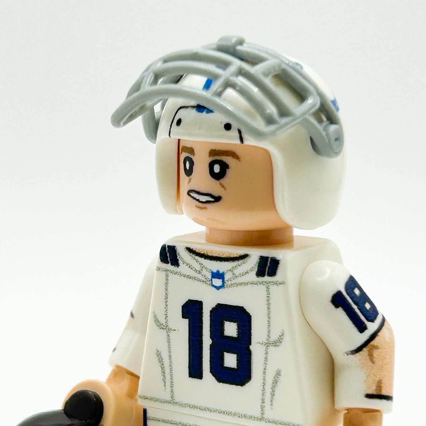 #18 QB Indy Football Player Minifig made using LEGO parts - B3 Customs - 