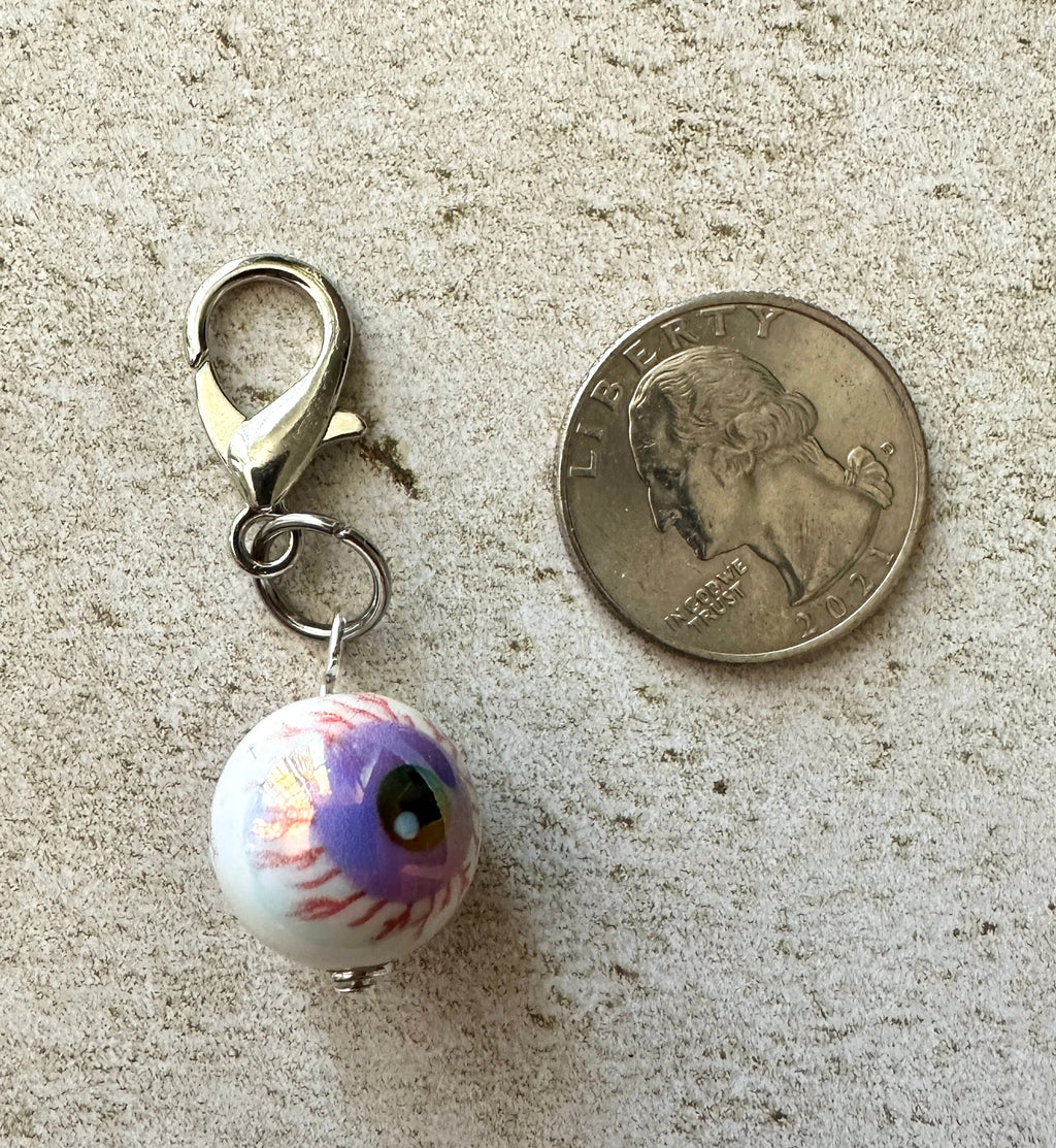Purple Bloodshot Eyeball Zipper Pull Bag Charm Keychain