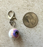 Purple Bloodshot Eyeball Zipper Pull Bag Charm Keychain