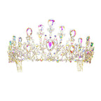 Crystal Teardrop Detail Bubble Stone Pave Marquise Tiara