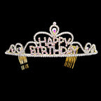 Teardrop Crystal Rhinestone Happy Birthday Tiara