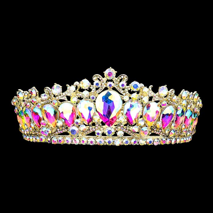 Teardrop Stone Accented Crown Tiara