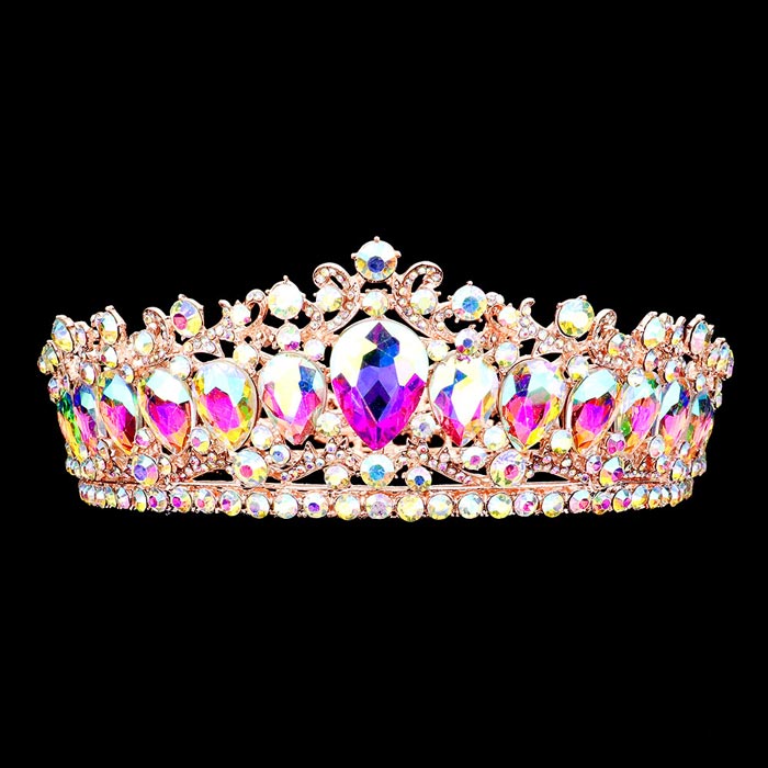 Teardrop Stone Accented Crown Tiara