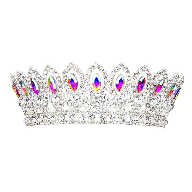 Marquise Stone Accented Pageant Crown Tiara