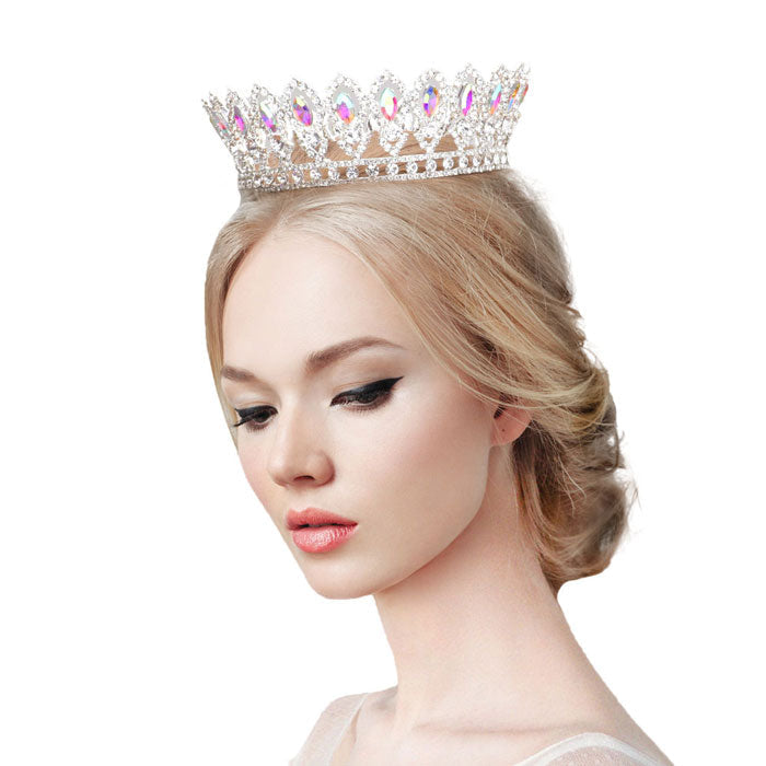 Marquise Stone Accented Pageant Crown Tiara