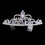 Teardrop Crystal Rhinestone Happy Birthday Tiara