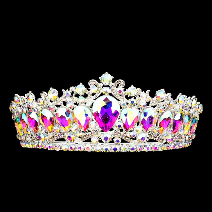 Teardrop Stone Accented Crown Tiara