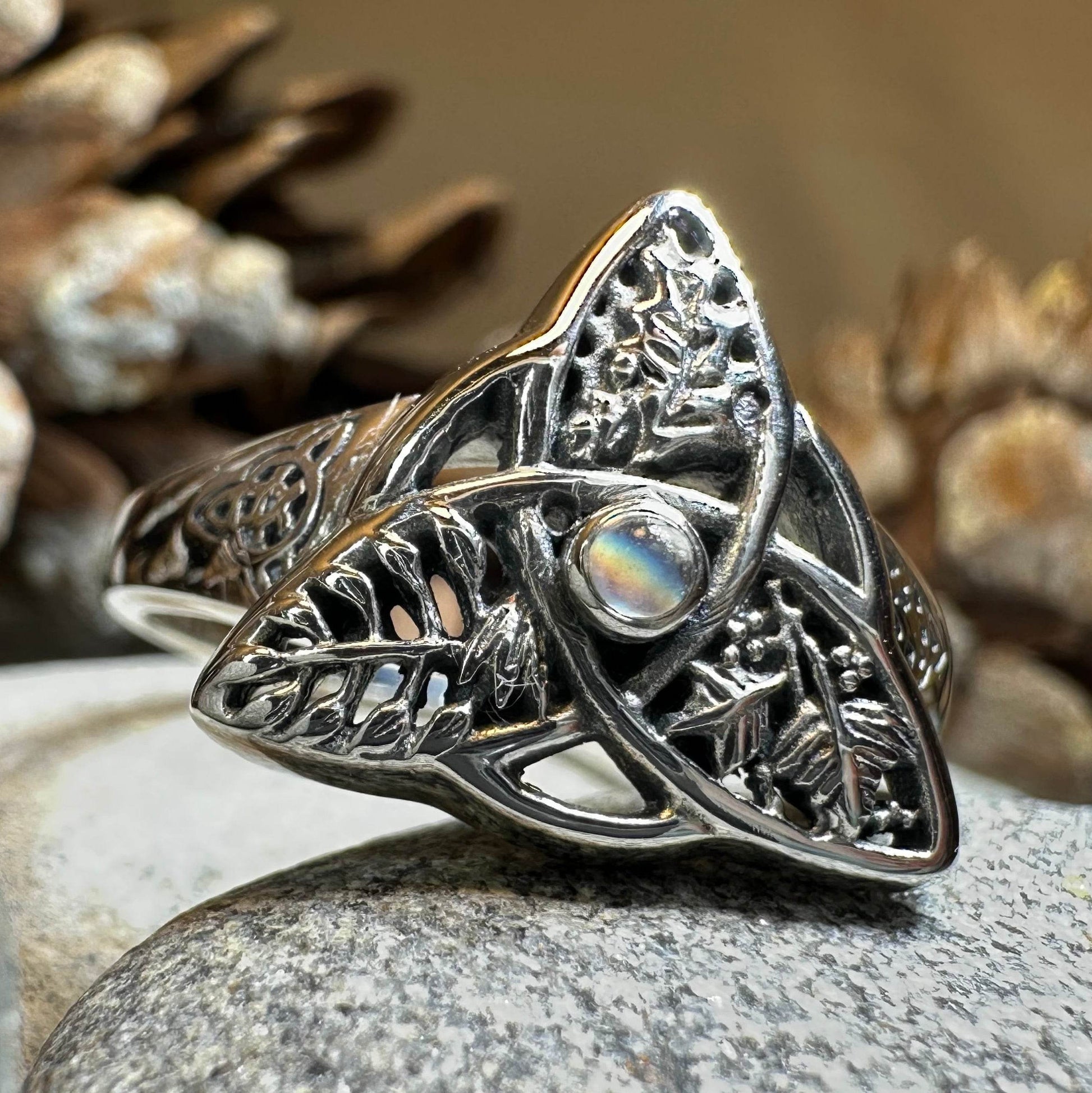 Oak Ash Thorn Moonstone Ring - 5