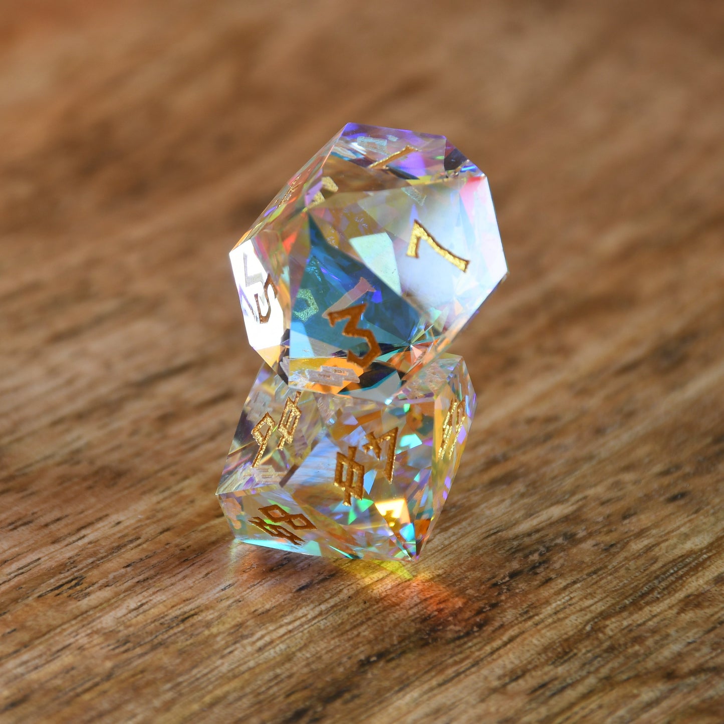 Diamond Prism Multifaceted Glass Dice Set