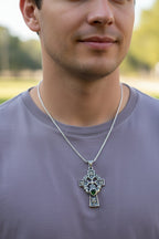 Irish Love Shamrock Claddagh Cross Necklace