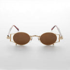 Oval Victorian Rare Steampunk Sunglass - Ada - Gold / Brown Lens