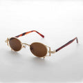 Oval Victorian Rare Steampunk Sunglass - Ada - Gold / Brown Lens