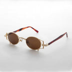Oval Victorian Rare Steampunk Sunglass - Ada - Gold / Brown Lens