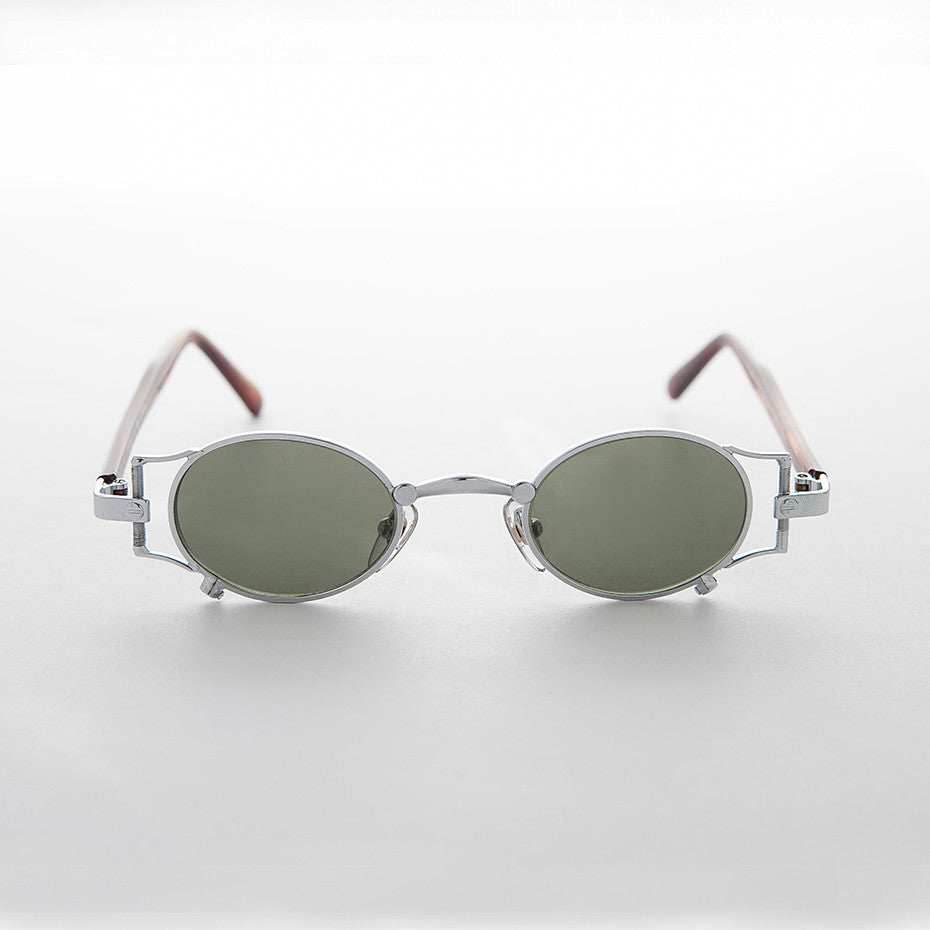 Oval Victorian Rare Steampunk Sunglass - Ada - Gold / Brown Lens