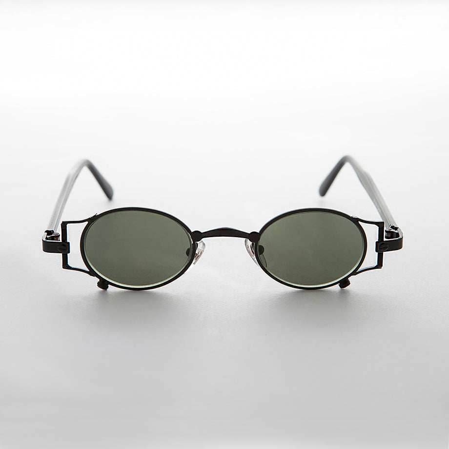 Oval Victorian Rare Steampunk Sunglass - Ada - Gold / Brown Lens