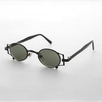 Oval Victorian Rare Steampunk Sunglass - Ada - Black / Green Lens