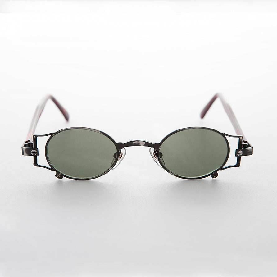 Oval Victorian Rare Steampunk Sunglass - Ada - Gold / Brown Lens