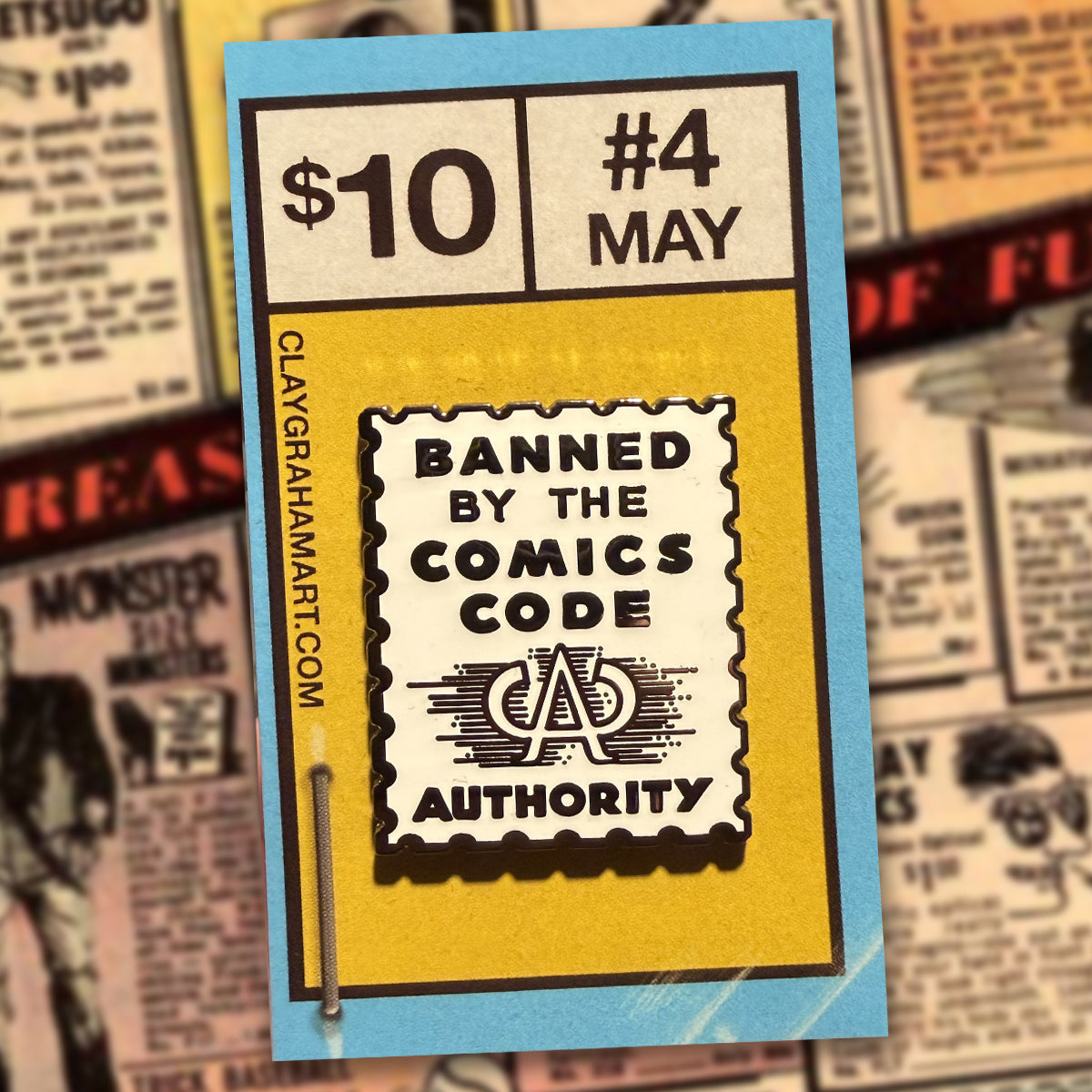 Banned By the CCA 1.5" hard enamel pin