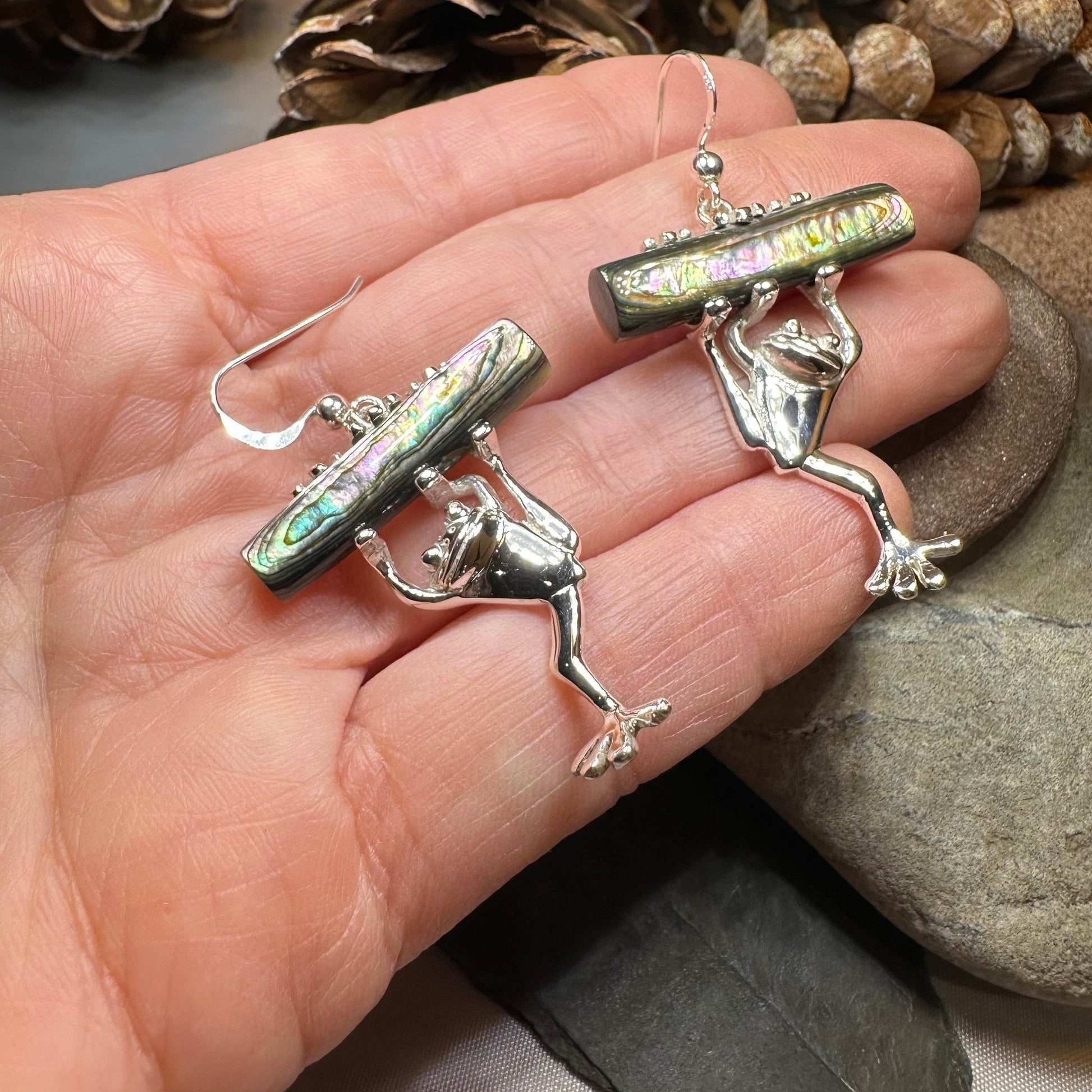 Abalone Frog Earrings - 