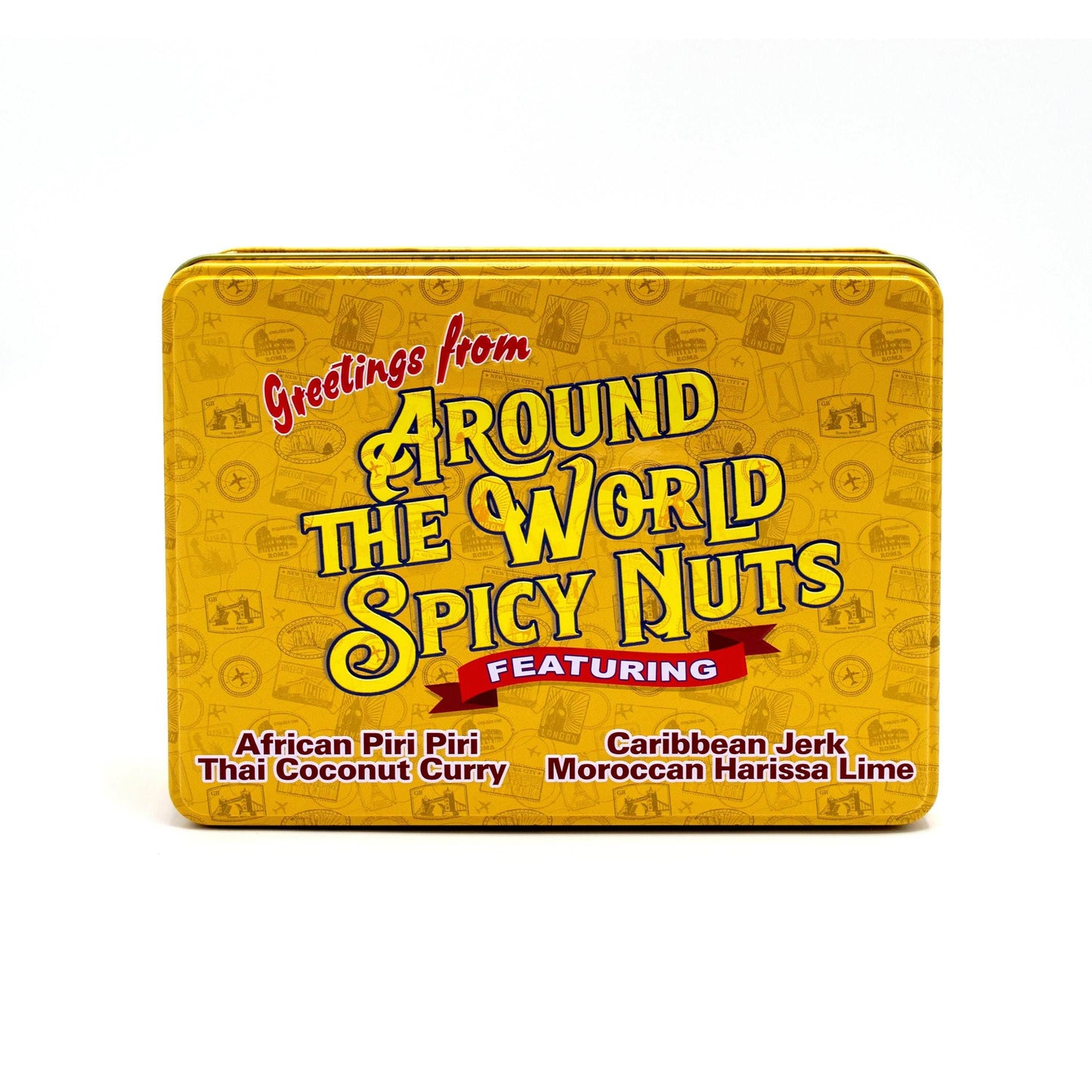 Around the World Spicy Nuts Sampler Tin – A Global Culinary Travel Adventure - 