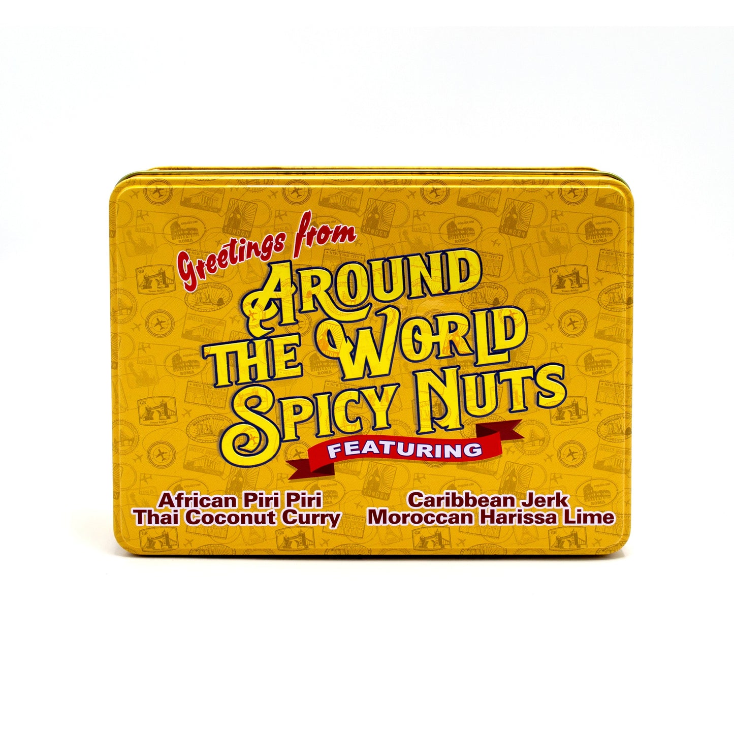 Around the World Spicy Nuts Sampler Tin – A Global Culinary Travel Adventure