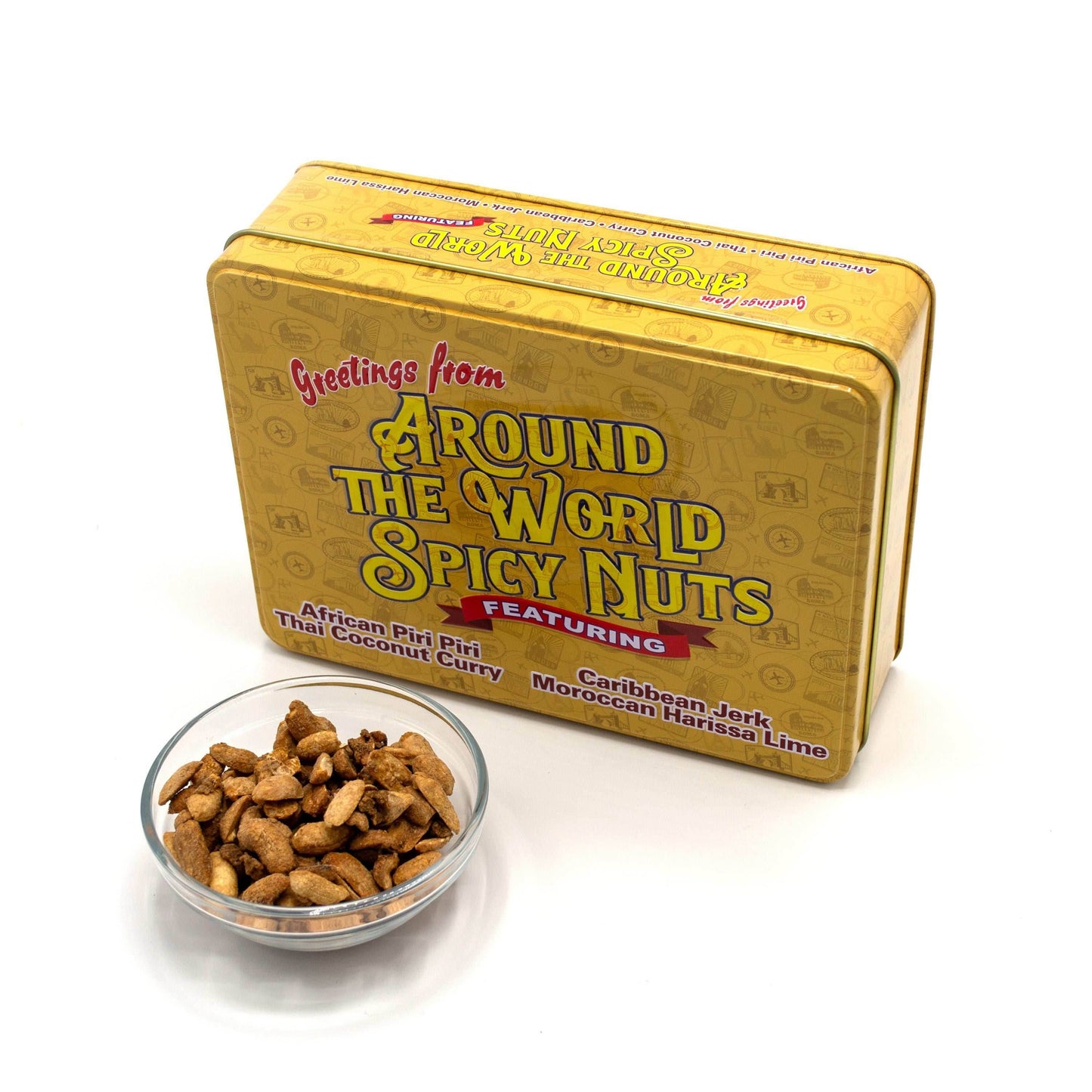 Around the World Spicy Nuts Sampler Tin – A Global Culinary Travel Adventure - 