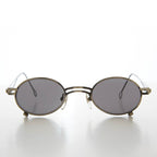 Small Oval 90s Full Metal Steampunk Sunglasses - Azari - Gold / Brown Lens