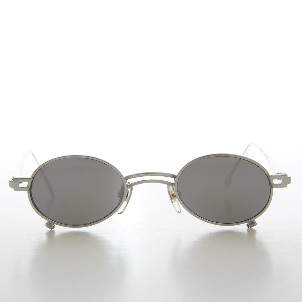 Small Oval 90s Full Metal Steampunk Sunglasses - Azari - Gold / Brown Lens