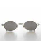Small Oval 90s Full Metal Steampunk Sunglasses - Azari - Gold / Brown Lens
