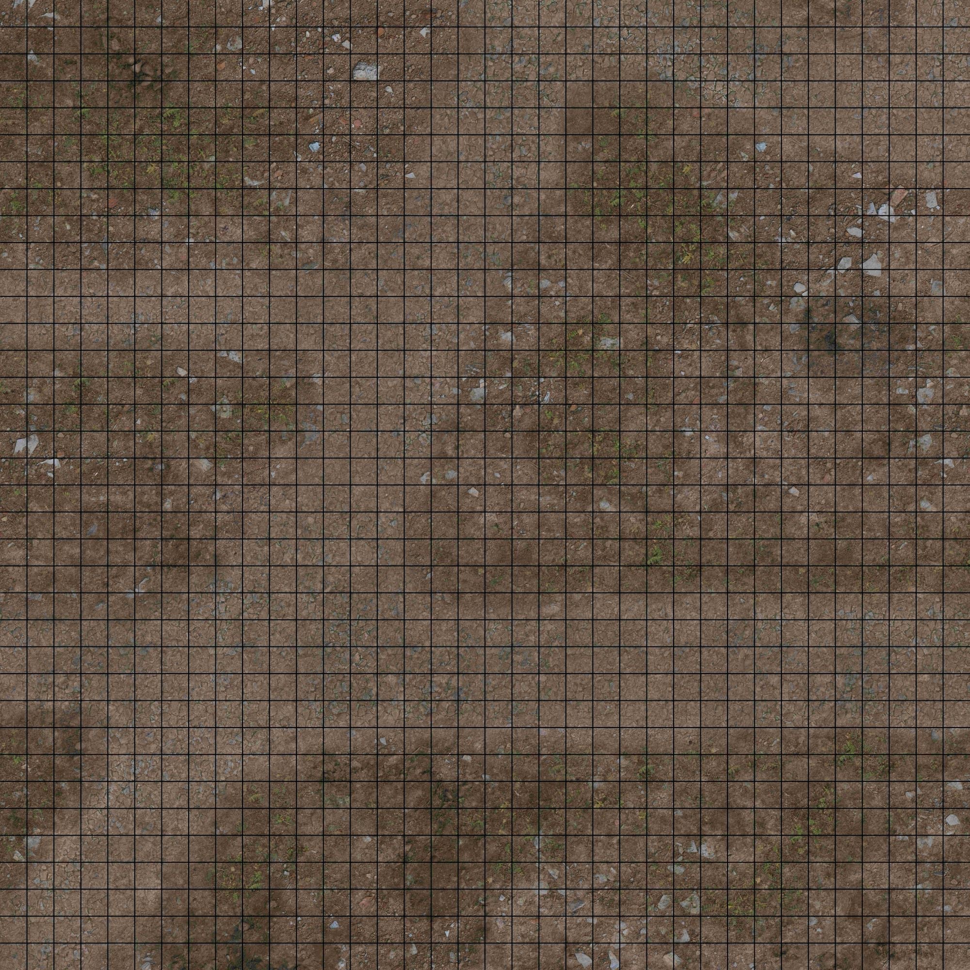 RPG Grid Mat - Abandoned Town & Dungeon Floor - Double Sided Neoprene Mat with Bag
