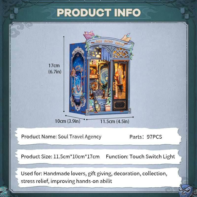 Soul Travel Agency Dollhouse Book Nook Kit - Miniature Wizardi Roombox Kit - 