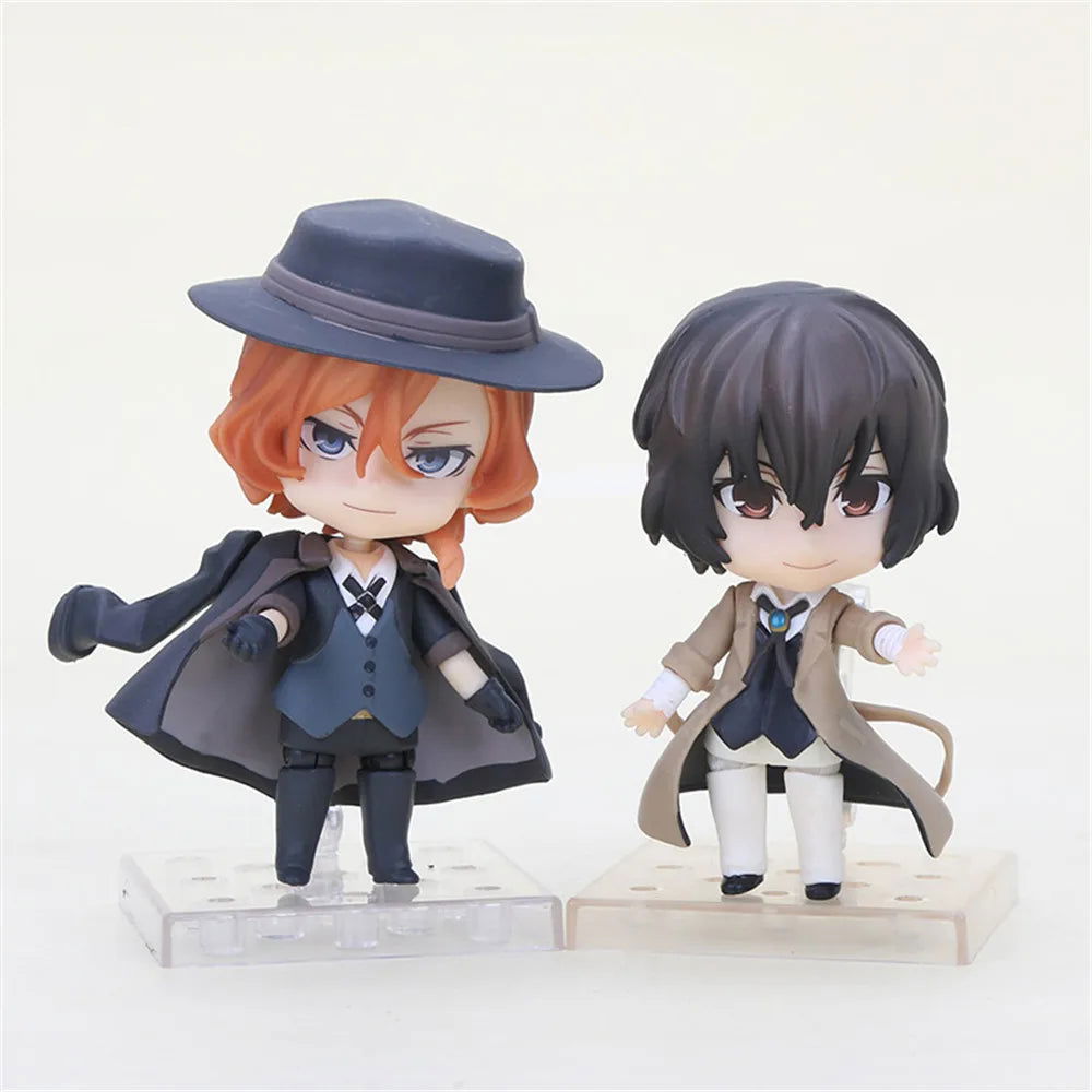Action Figures Bungo Stray Dogs, Dazai Osamu, Nakahara Chuuya, Kawaii Chibi Cute Anime Figurines 10 cm
