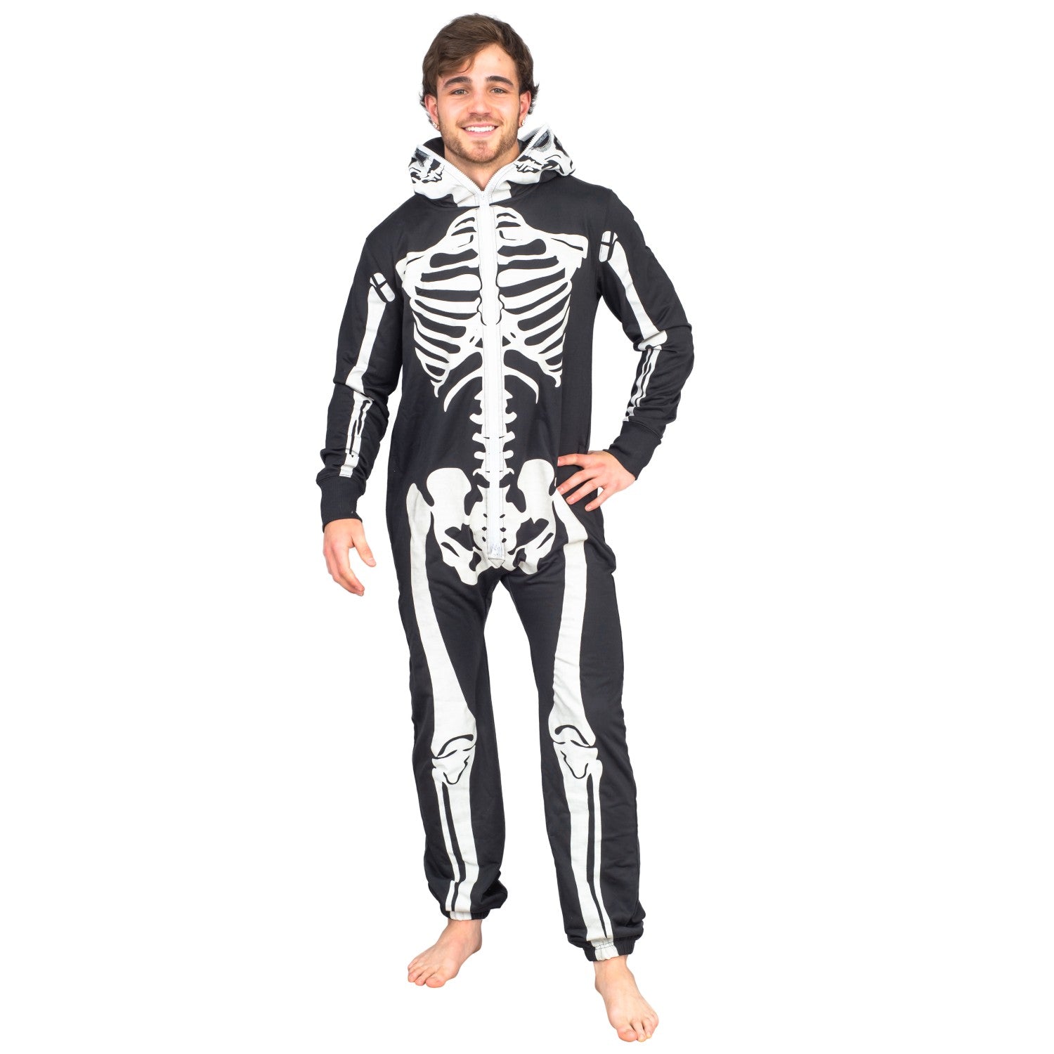 Adult Halloween Skeleton Cosplay Costume Glow in Dark Jumpsuit