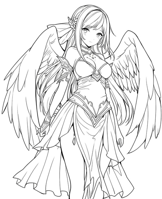 Aetheria: Guardian Angel Anime Coloring Page - Infinite Visibility