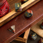 African Bloodstone Hand Carved Gemstone DND Dice Set - Full Set And Free Dice Box