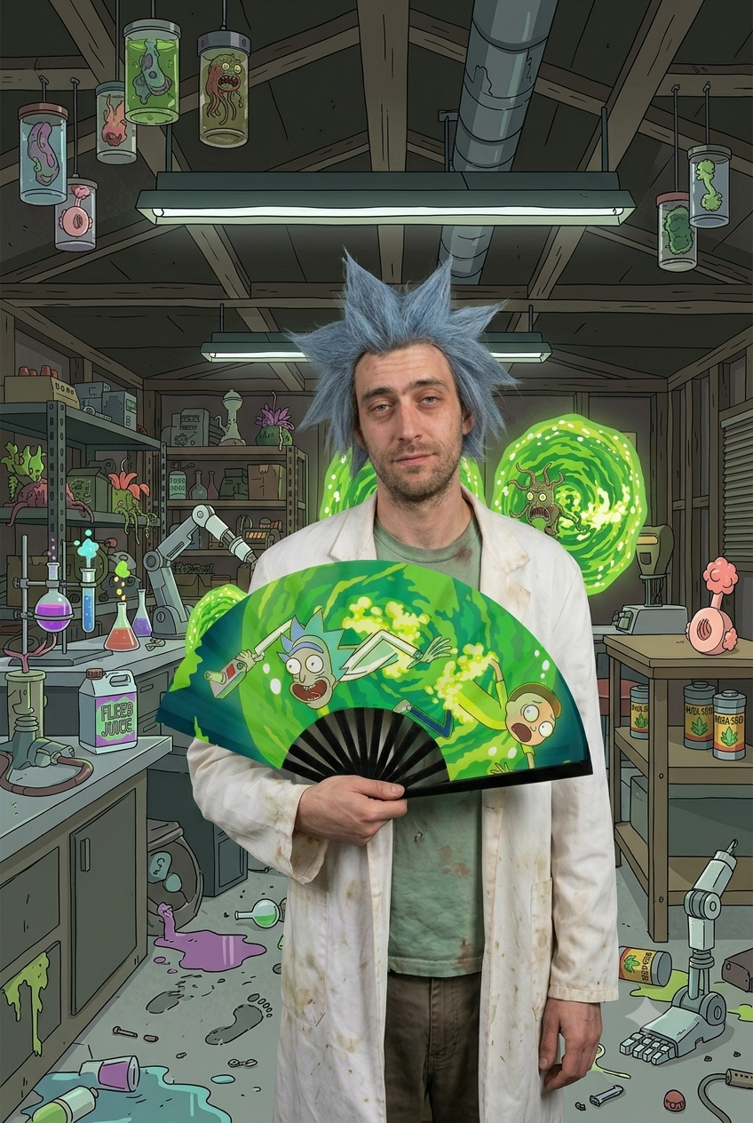 Ah Jeez Rick - Not Again - Hand Fan