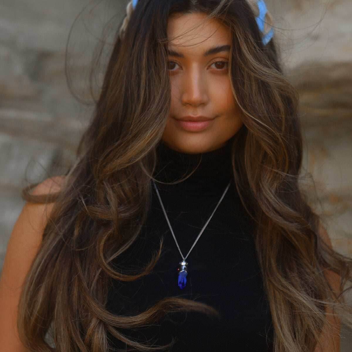 Star Wars X RockLove Padawan Ahsoka Tano Blue Kyber Crystal Necklace - 