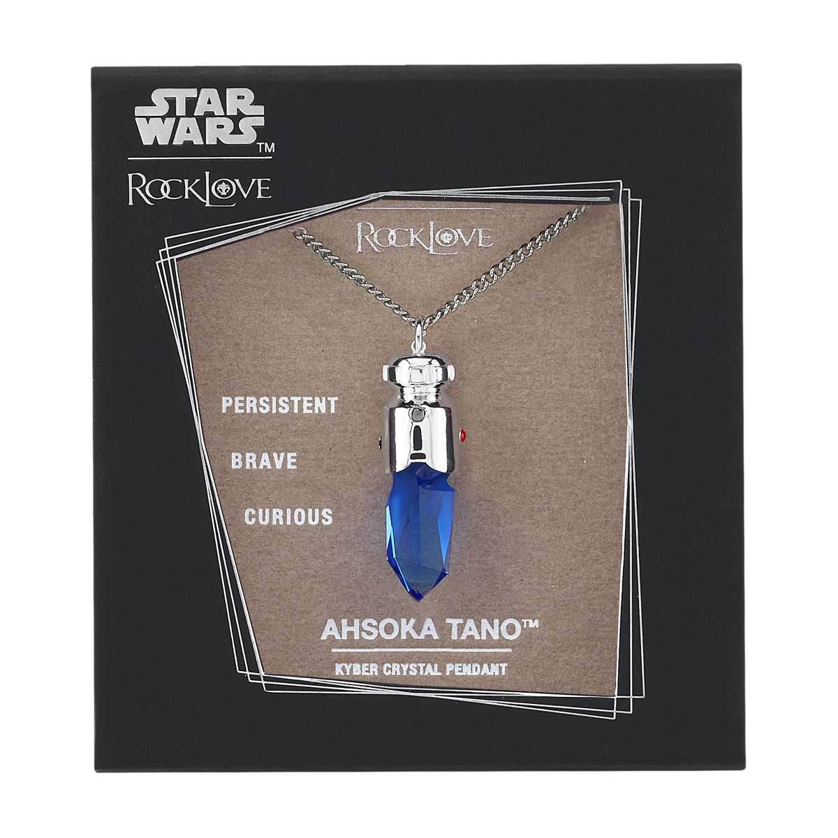 Star Wars X RockLove Padawan Ahsoka Tano Blue Kyber Crystal Necklace - 