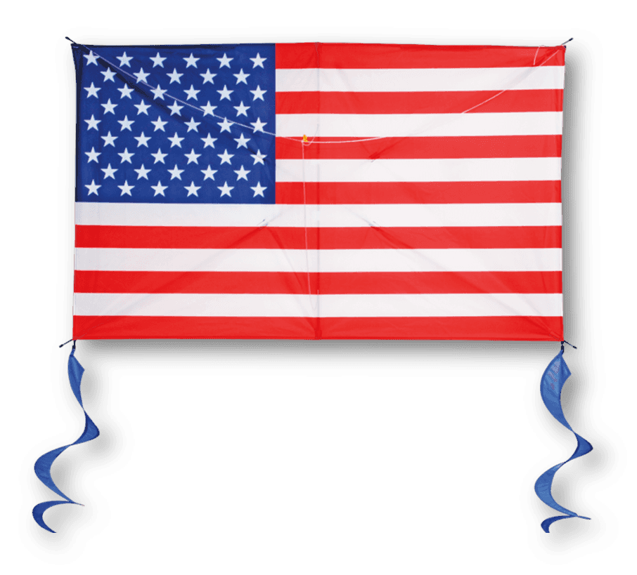 50 Inch Wide Nylon US Flag Kite With Spinners - 