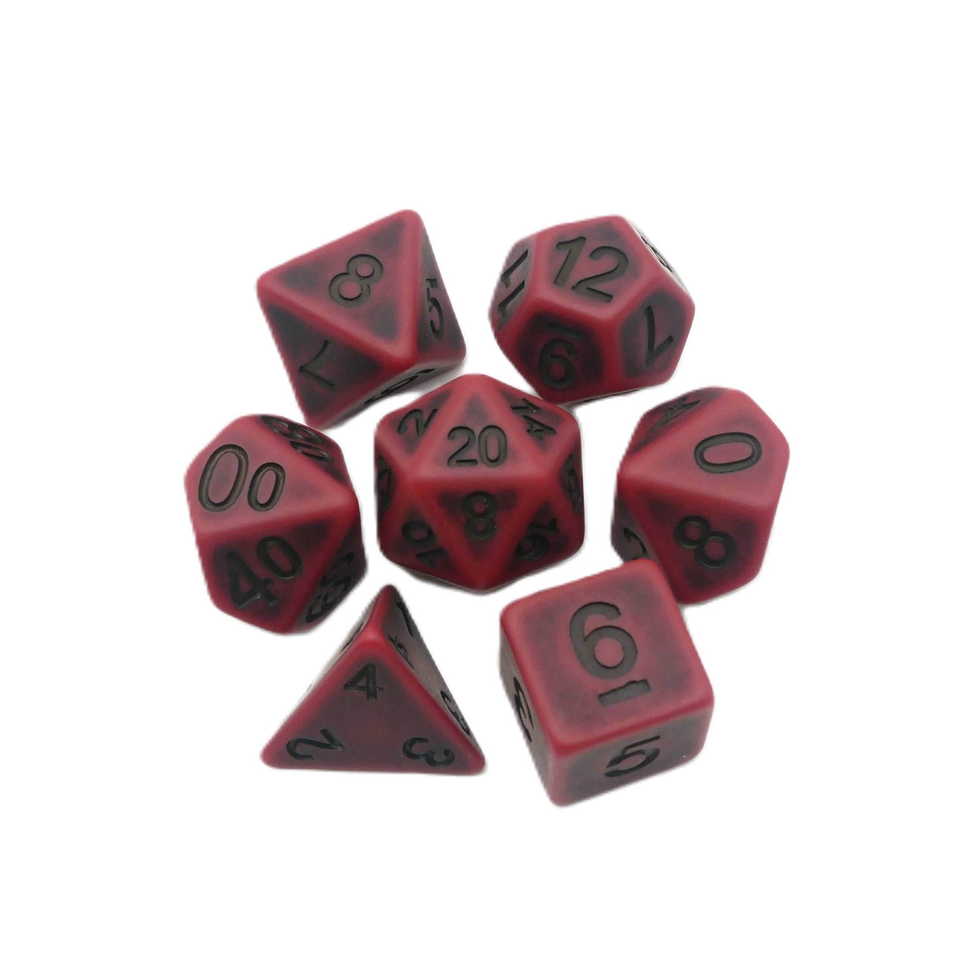 Ancient Blood - 7 Piece DnD Dice Set | Acrylic RPG Gaming Dice - 