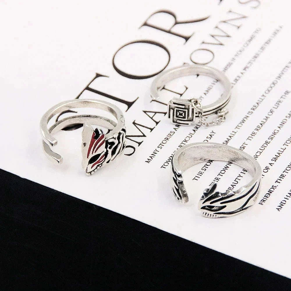 Anime Bleach Cosplay Ring Kurosaki Ichigo Metal Adjustable Unisex Rings Jewelry Accessories