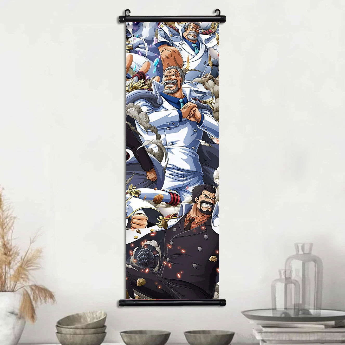 Anime ONE PIECE Poster Scrolls Wall Art, Sanji Roronoa Zoro Luffy Nami Canvas Prints Kids Room Decoration Hanging Scrolls