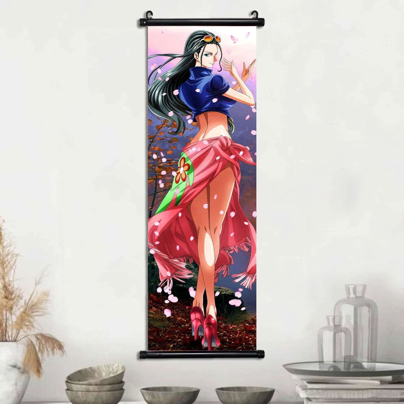 Anime ONE PIECE Poster Scrolls Wall Art, Sanji Roronoa Zoro Luffy Nami Canvas Prints Kids Room Decoration Hanging Scrolls