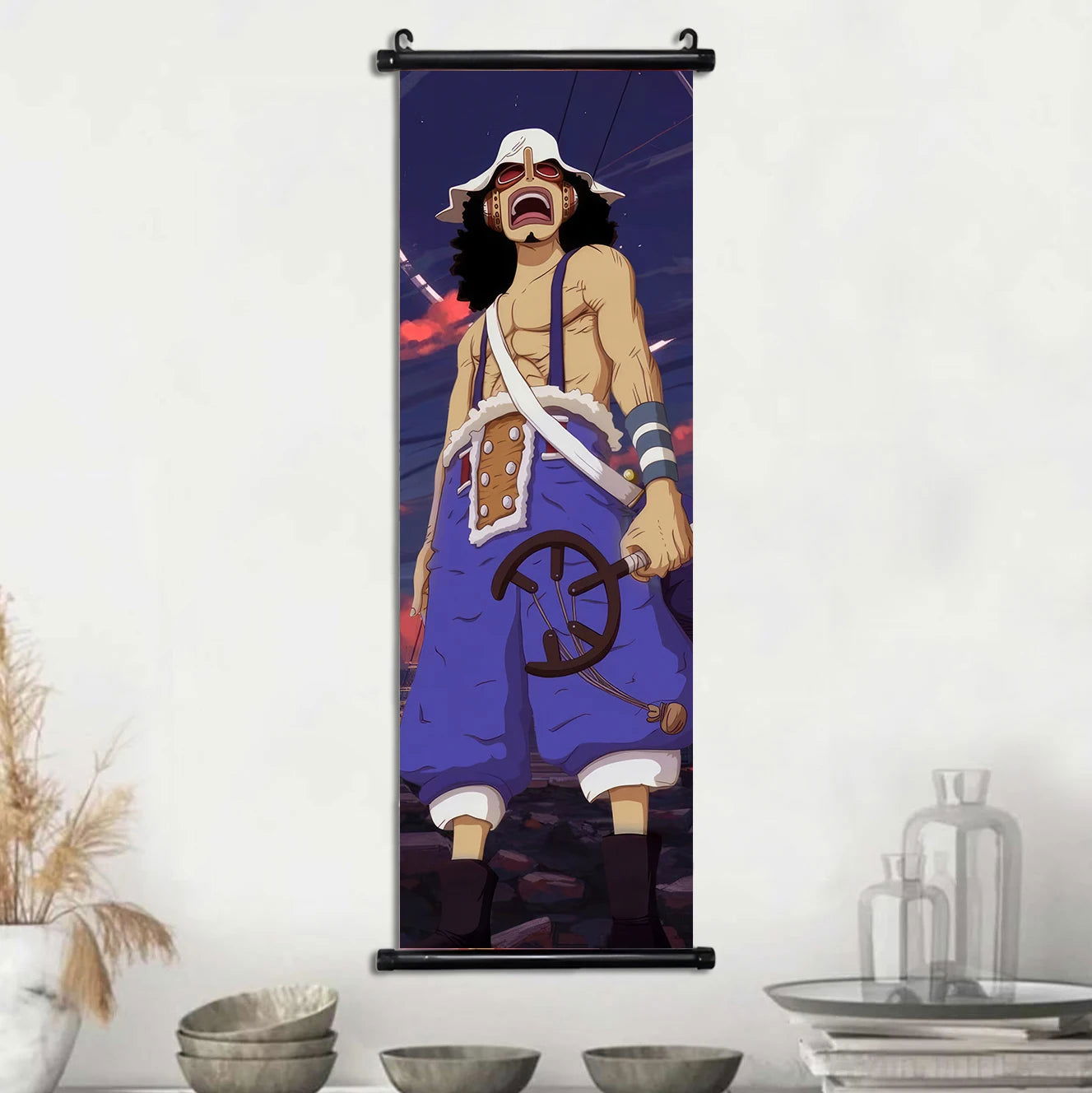 Anime ONE PIECE Poster Scrolls Wall Art, Sanji Roronoa Zoro Luffy Nami Canvas Prints Kids Room Decoration Hanging Scrolls