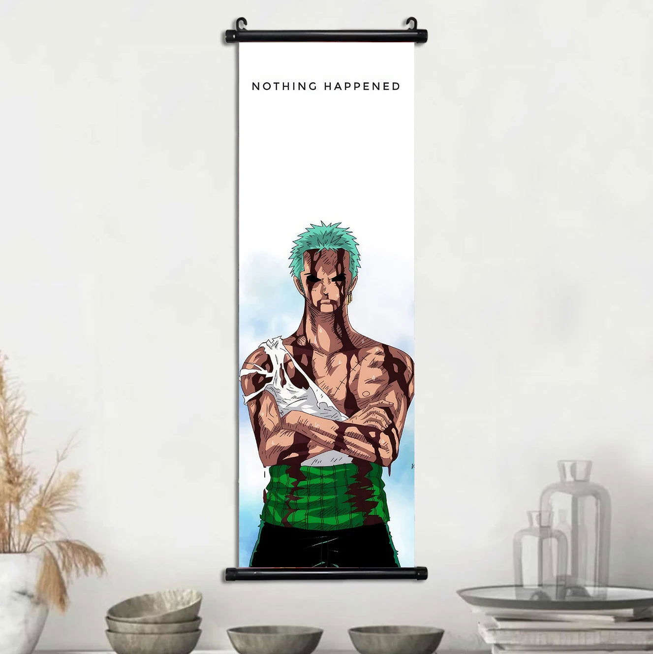 Anime ONE PIECE Poster Scrolls Wall Art, Sanji Roronoa Zoro Luffy Nami Canvas Prints Kids Room Decoration Hanging Scrolls